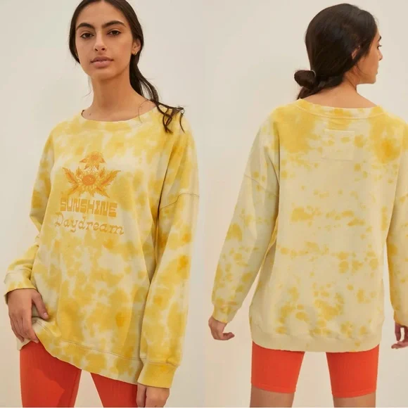Anthropologie Sun Keep Sunshine Daydream Sweatshirt Yellow Dye Size Small - Picture 6 of 6